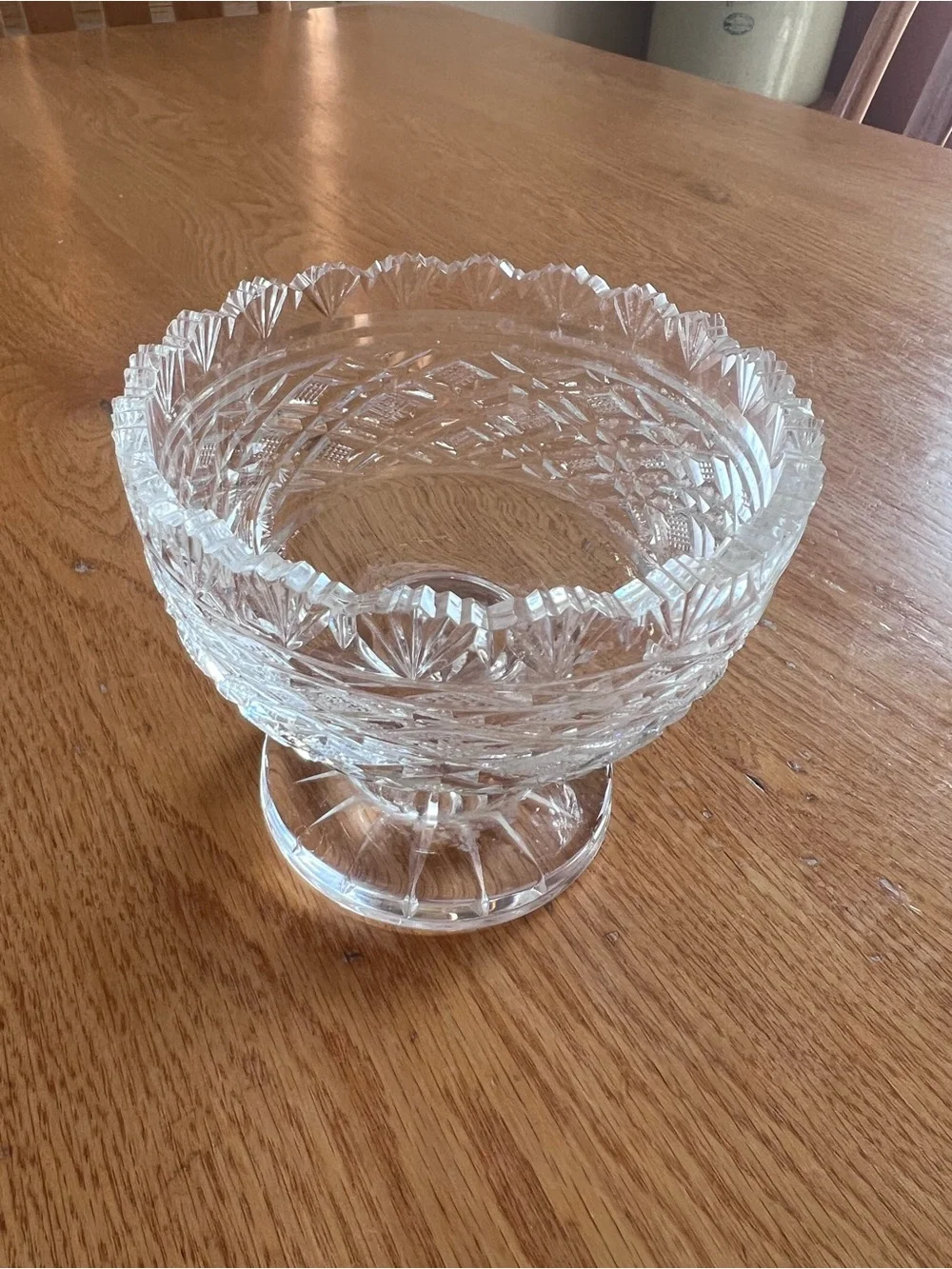 WATERFORD CRYSTAL FOOTED BOWL GEORGIAN Strawberry pattern 4”